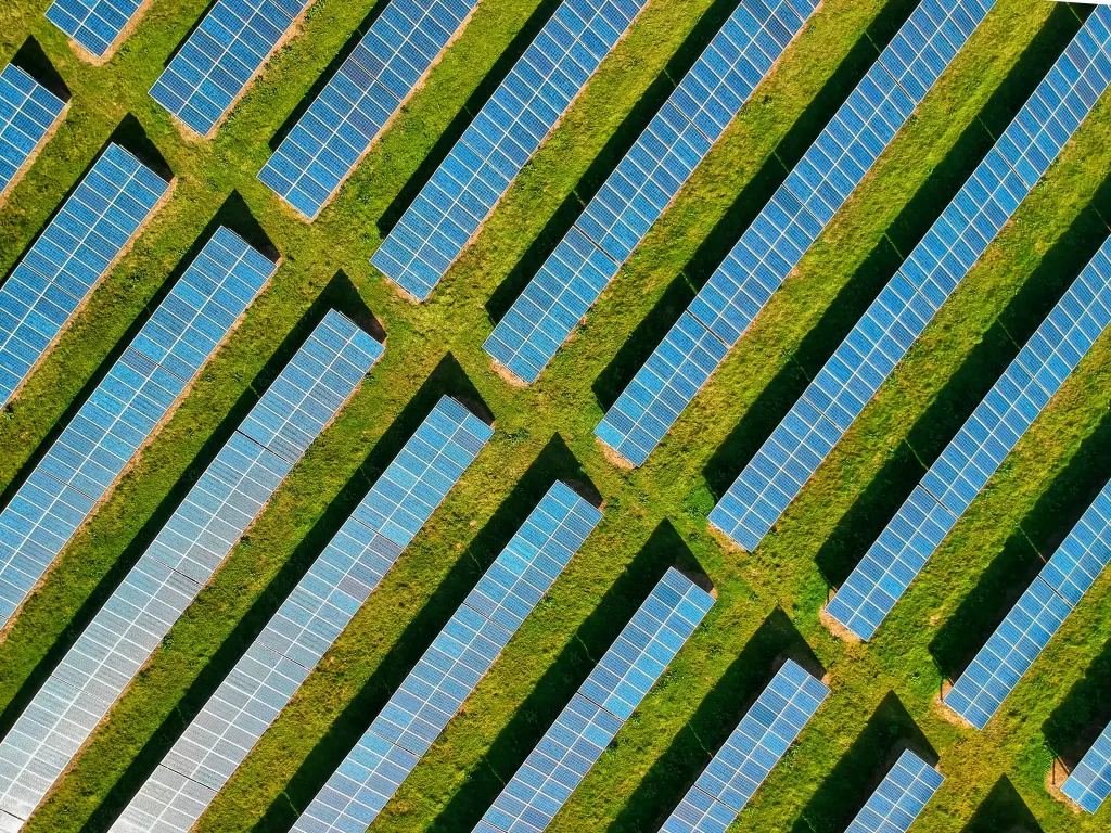 a solar panels in a field