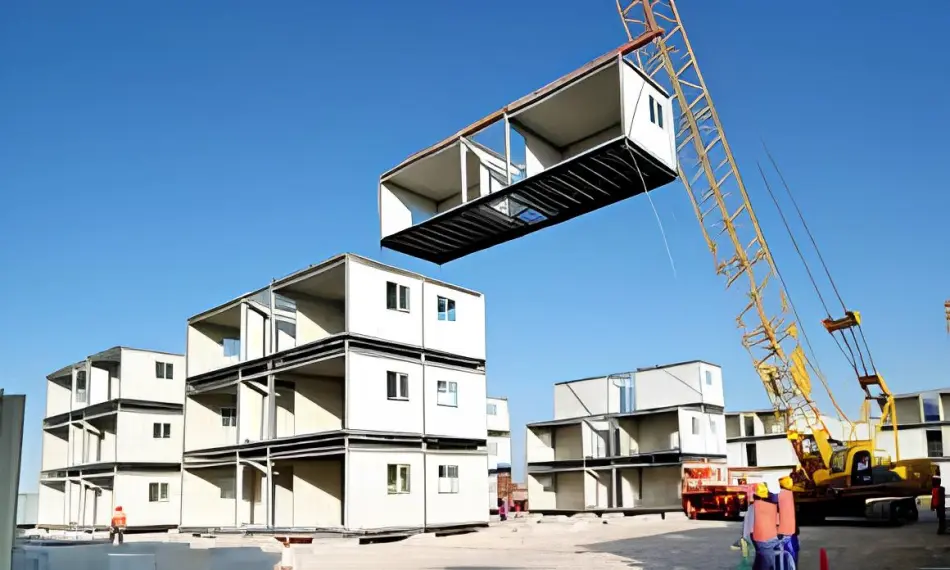 Esta imagem mostra um sistema de construção modular, onde módulos pré-fabricados são montados e empilhados no local da obra. Esse método oferece várias vantagens, como: ✅ Rapidez na construção – Como os módulos são fabricados previamente, a montagem no local ocorre muito mais rápido do que a construção tradicional. ✅ Sustentabilidade – Redução do desperdício de materiais e menor impacto ambiental. ✅ Flexibilidade – Os módulos podem ser transportados, realocados ou ampliados conforme necessário. ✅ Custo reduzido – Economia de mão de obra e tempo de construção. Esse tipo de construção é bastante utilizado para edifícios comerciais, moradias populares e até mesmo hospitais temporários. Você gostaria de saber mais sobre esse sistema?